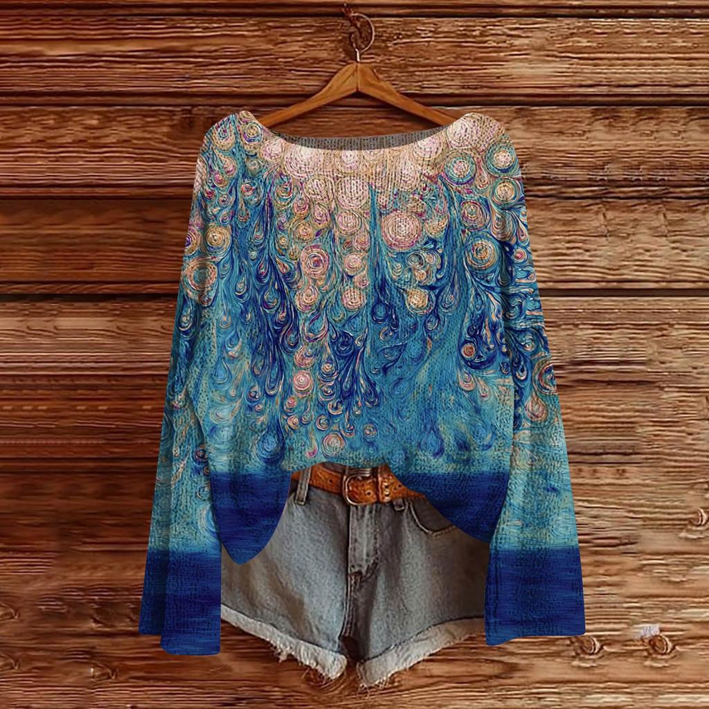 Dámský lehký svetr s kulatým výstřihem, ležérní pletený pulovr s dlouhým rukávem