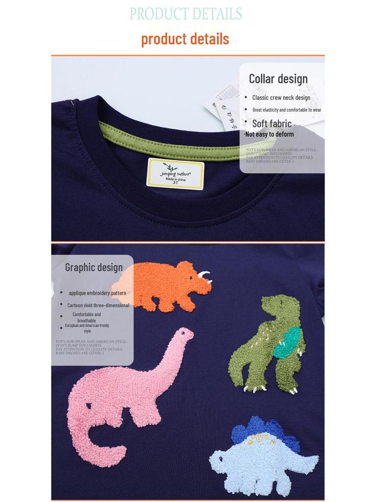 Children's Spring Cotton Long-Sleeve Pullover – European & American Style Round Neck T-Shirt for Boys