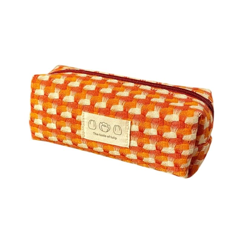 Woven Fabric Pencil Case Large Capacity Pencil Bag Multipurpose Pen Pouches for Students Women School Office Daily Use