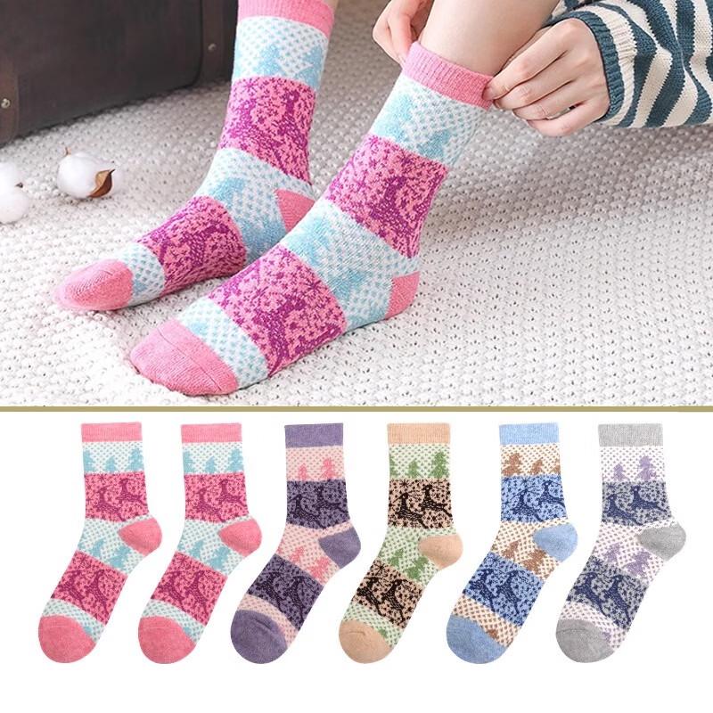 Langsha Women s Rabbit Wool Mid-Calf Socks 6 Pairs (34% Wool Content)