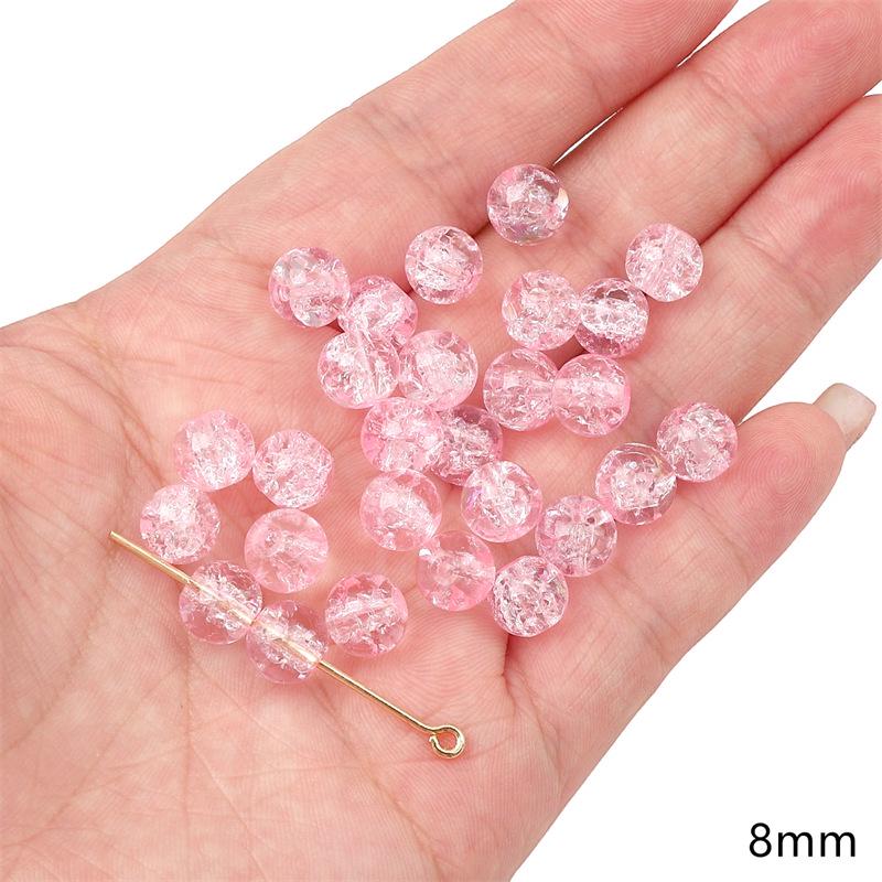 Transparent Pink Glass Round Beads: Crystal, Wheel, Bamboo for DIY Bracelets
