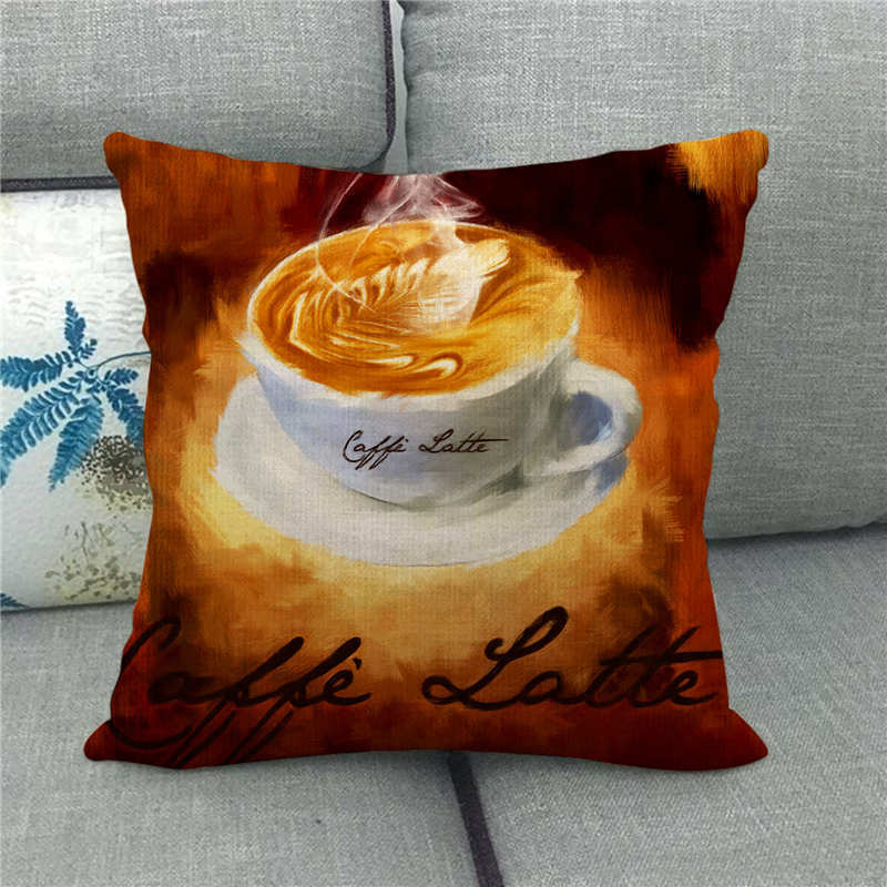 Retro-Style Coffee Afternoon Tea Digital Printing Short Plush Pillow Covers For Car Sofa Office Cushion Cover Home Goods