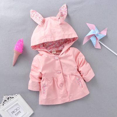 Girls Coat Autumn Baby Candy Color Long Sleeved Cotton Windbreaker Trench Outwear Tops