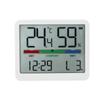 Battery Powered LCD Alarm Clock for Wall Mount Features Time Alarm Temperature and Humidity Display with Portable Design
