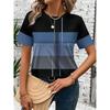 Fashion Versatile Striped Printed Top Casual Loose Short Sleeves Comfortable Breathable T-Shirts Women’s