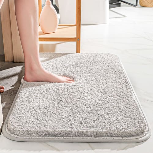 Slefancy Bath Mat, Bath Mat, Foot Mat, Soft, Entrance Mat, Extra Thick, Absorbent, Quick-Drying, Non-Slip, Fluffy, Washable, Solid Color, Suitable for