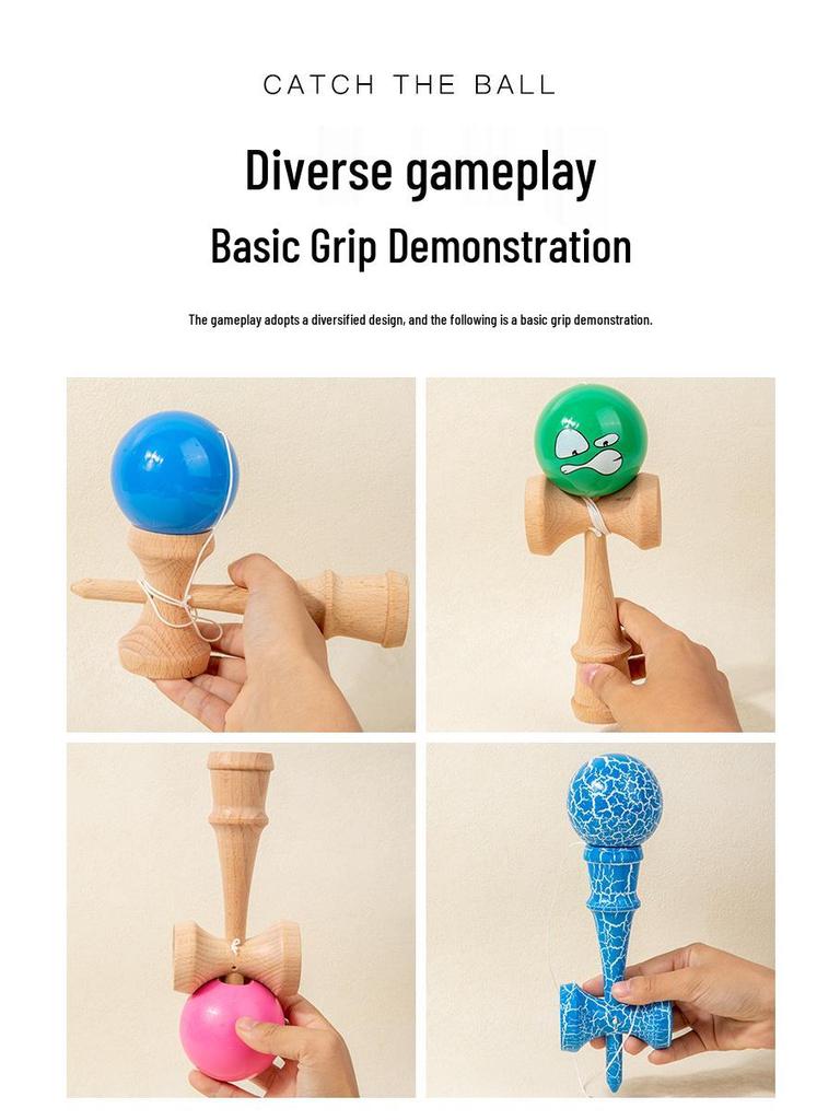 Kendama Wooden Skill Ball Toy - Educational Puzzle for Kids and Parents