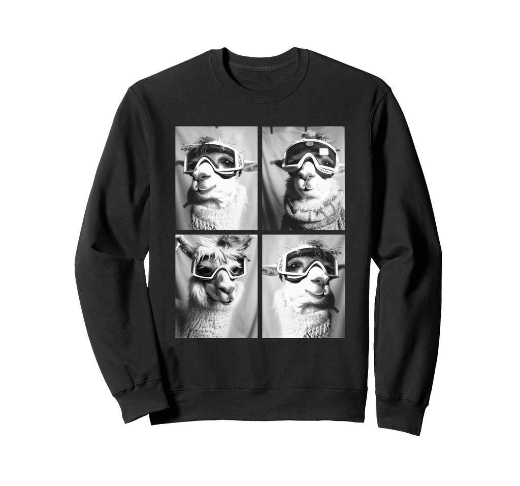 Cute Llama with Snow Goggles Farm Animal Winter Llama Sweatshirt