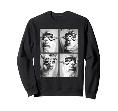 Niedliches Lama mit Schneebrille Nutztier Winter Lama Sweatshirt