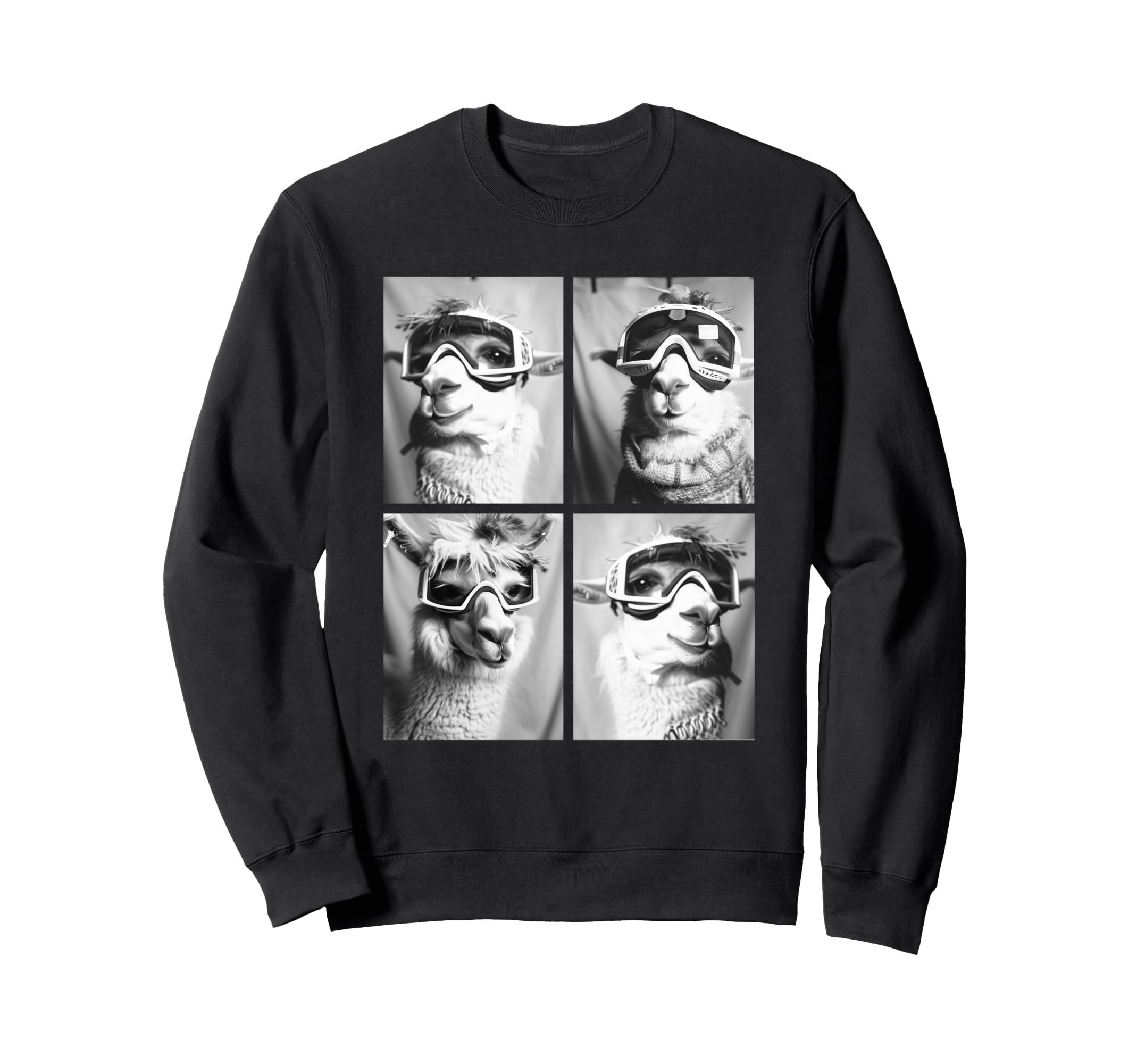 

Милая лама в сноубордических очках, сельскохозяйственное животное, зимняя толстовка с ламой чёрный