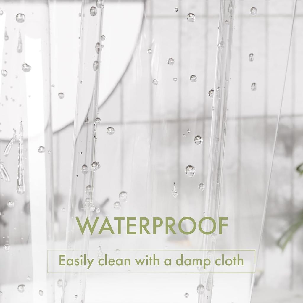 Transparenter PEVA-Duschvorhang - Wasserdicht mit Magnetgewicht, Fleckenabweisend & 12 Rostfreie Ösen