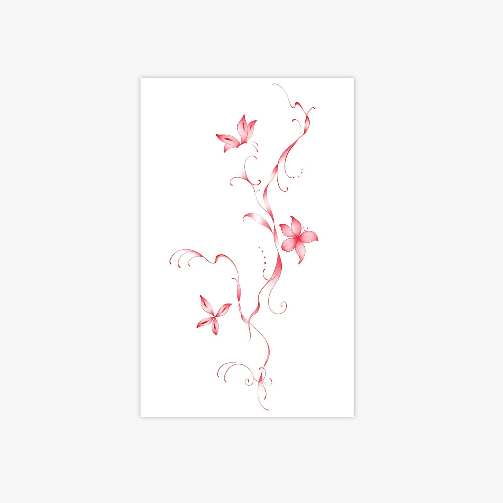 

Gentle Wind Red Lily Vine Tattoo Sticker Niche High-End Sense Of Long-Lasting Non-Reflective Waist And Abdomen Patch 12*19