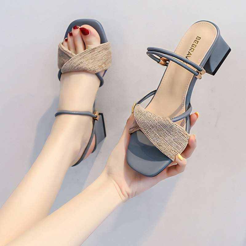 One Shoe and Two Sandals for Women In Summer 2025, New High Heels, Fashionable and Versatile, and Thick-heeled Cool Slippers for Outer Wear.