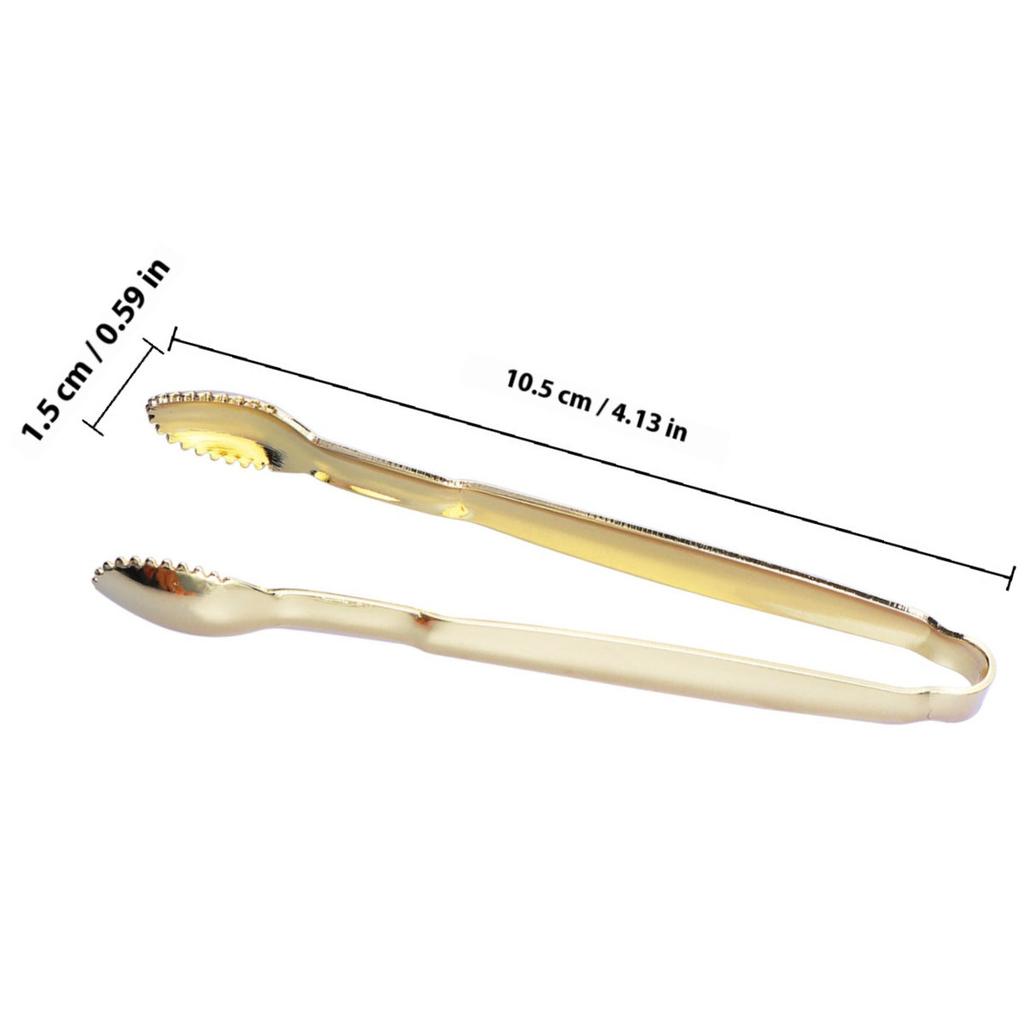 4Pcs Gold Plated Mini Serving Sugar Cube Tongs Stainless Steel Ice Tongs Ideal for Party Tea Coffee Bar Home Supplies