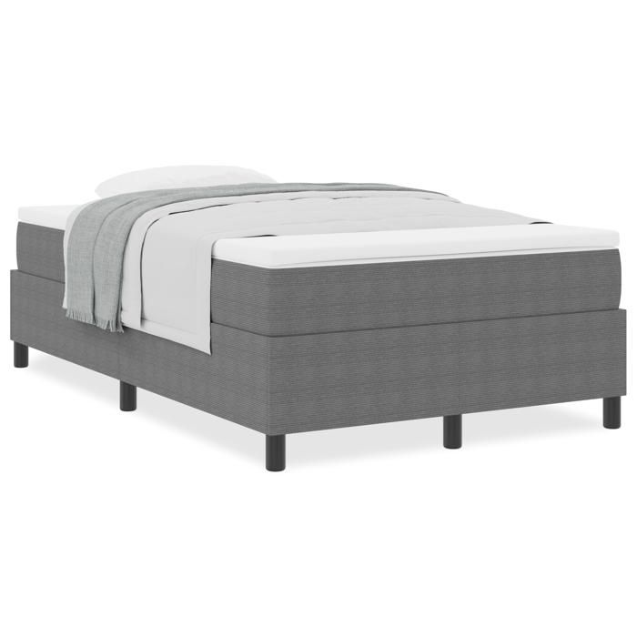 VidaXL Lit avec Sommier et Matelas Gris Clair 120x200 cm Tissu en Velours Côtelé 3337457