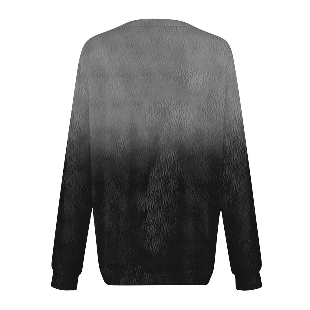 Women's Fashion Round Neck Pullover Top Long Sleeve Tee Printed Sweatshirt