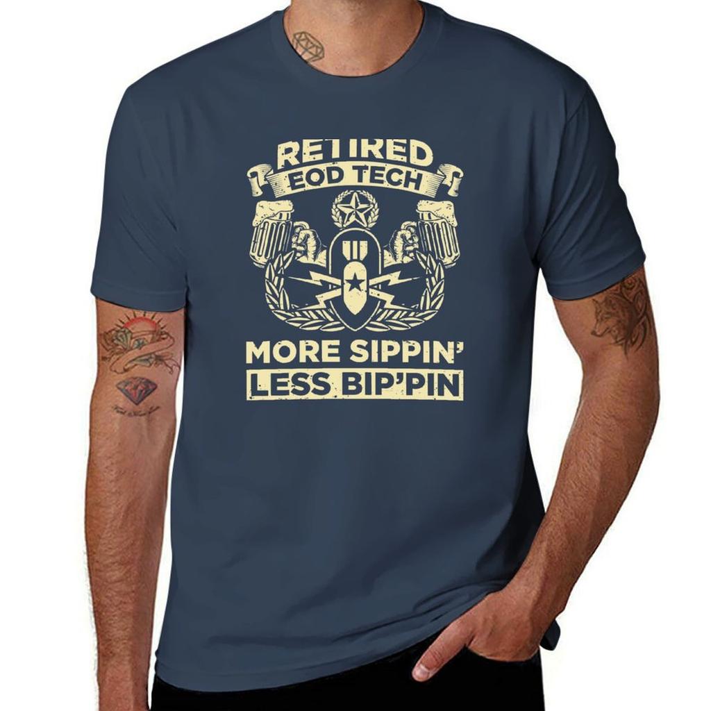 Retired Eod Tech More Sippin Less Bippin Eod Explosive Ordnance Disposal Master Badge Tshirt