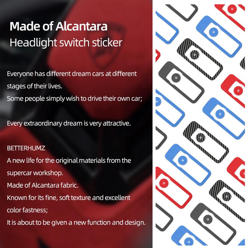 Made of Alcantara Betterhumz For Ford F-150 SVT Raptor -2025 Car Headlight Lamp Switch Trim Sticker Car Interior Accessories