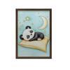 Poster Cute Panda Sleeping On Orange Pillow Poster Cute Panda Sleeping On Orange Pillow, 50X70 Cm, Gold Aluminum Frame, Matte Paper 23
