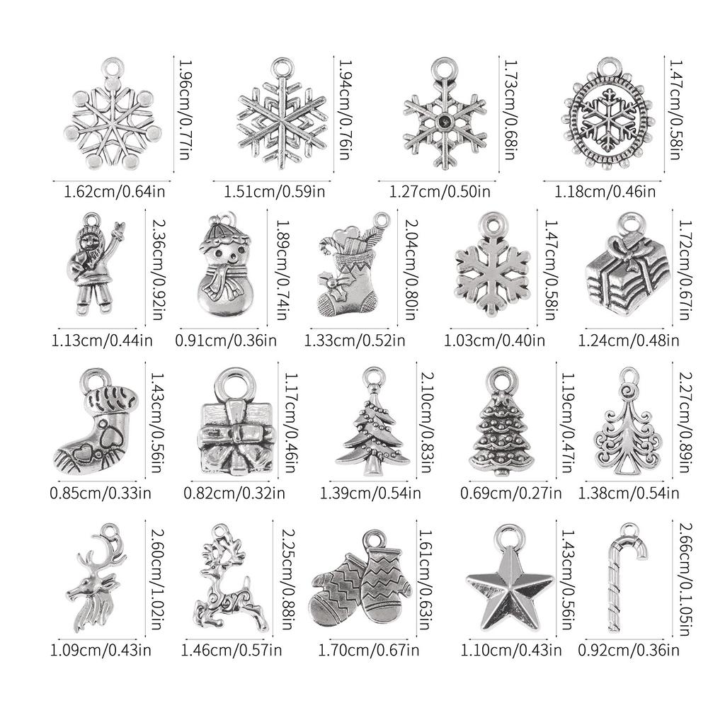 19pcs Vintage Mixed Style Christmas Snowflakes Snowman Pendants DIY Jewelry Making Accessories Handmade Material Art Craft