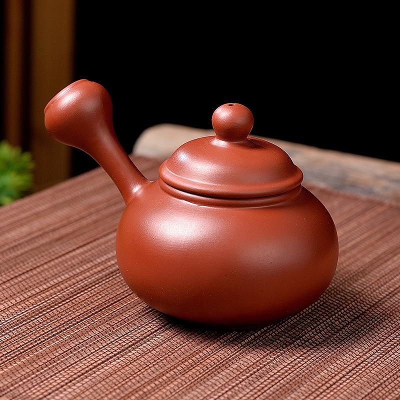 All Hand-pulled Pot Zhu Clay Pot Zisha Pot Bubble Teapot Household Small Side Handle Pot Kung Fu Tea Set