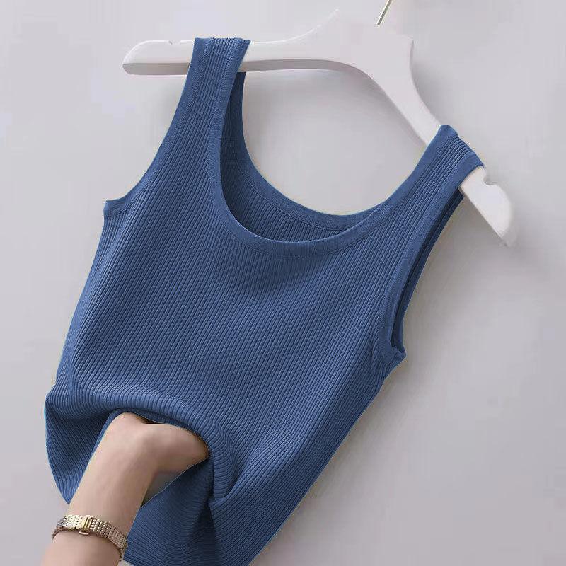Ice silk breathable inner cover-catty suspender threaded vest women's large size slim-fitting outer wear inner bottom shirt