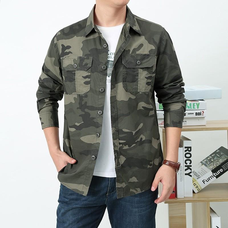 2024 Men's Camouflage Long Sleeve Casual Cotton Shirt Jacket