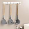Kitchen Utensils Set, 3 Pcs Non-Stick Silicone Kitchen Cooking Utensils with Wooden Handle, Kitchen Spatula Cookware Utensils Set,