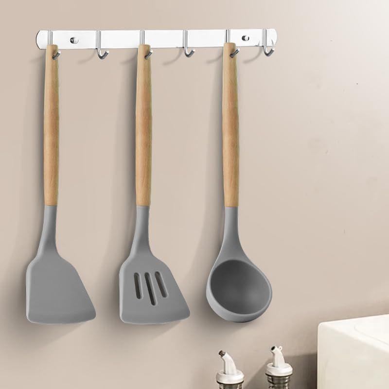 Kitchen Utensils Set, 3 Pcs Non-Stick Silicone Kitchen Cooking Utensils with Wooden Handle, Kitchen Spatula Cookware Utensils Set,
