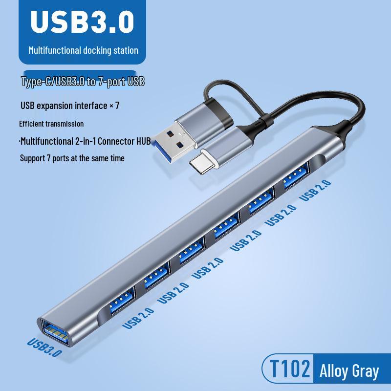 HUB 7-in-1 USB 3.0 Docking Station Multi-Port Expander for Computer and Laptop with TYPE-C
