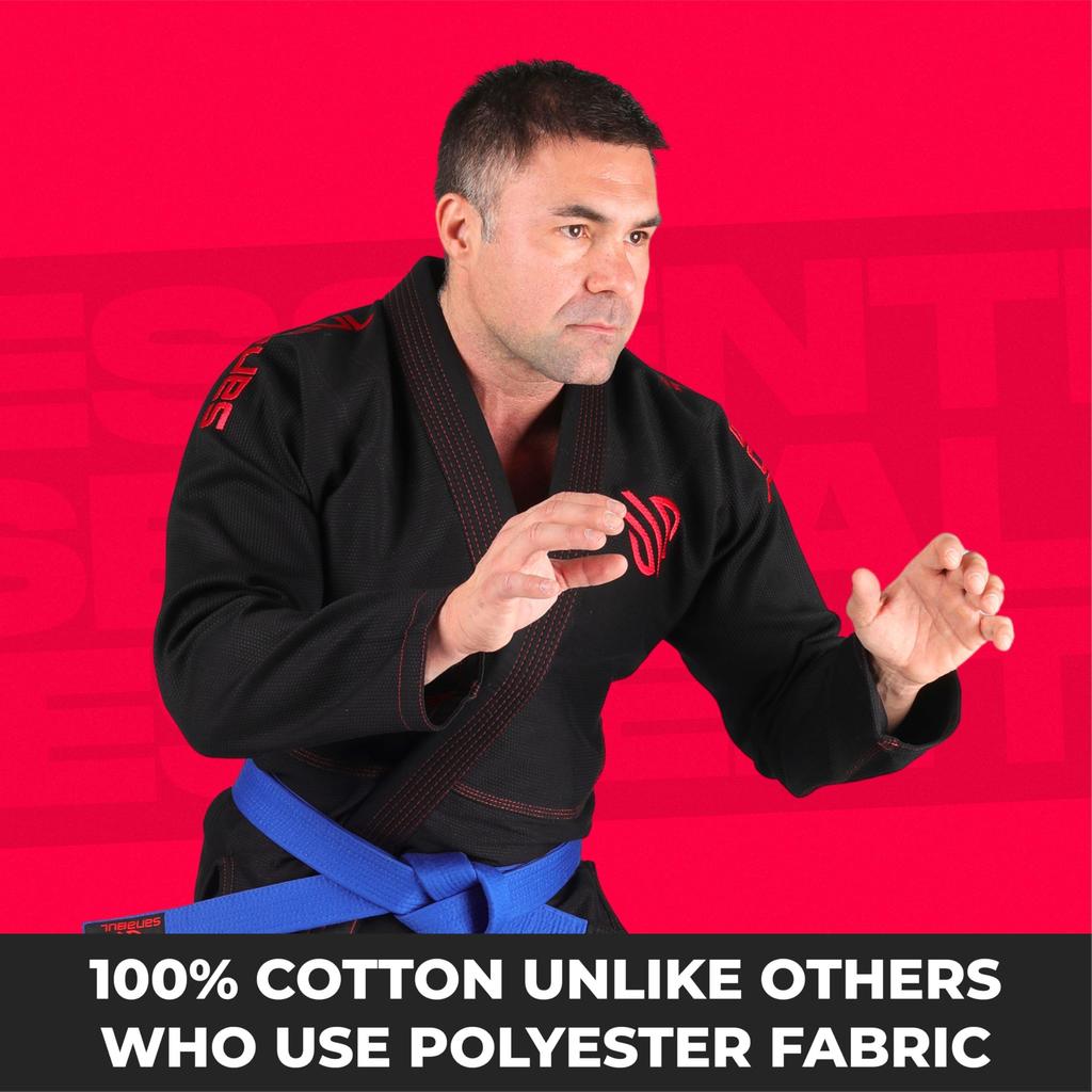 Sanabul Essentials V.2 Ultra-Lightweight BJJ Jiu-Jitsu Gi with Pre-Shrink Fabric (Black, A3)