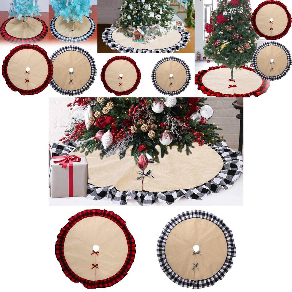 Stylish Christmas Tree Skirt With Creative Red And Black Checkered Design For Festive Decor