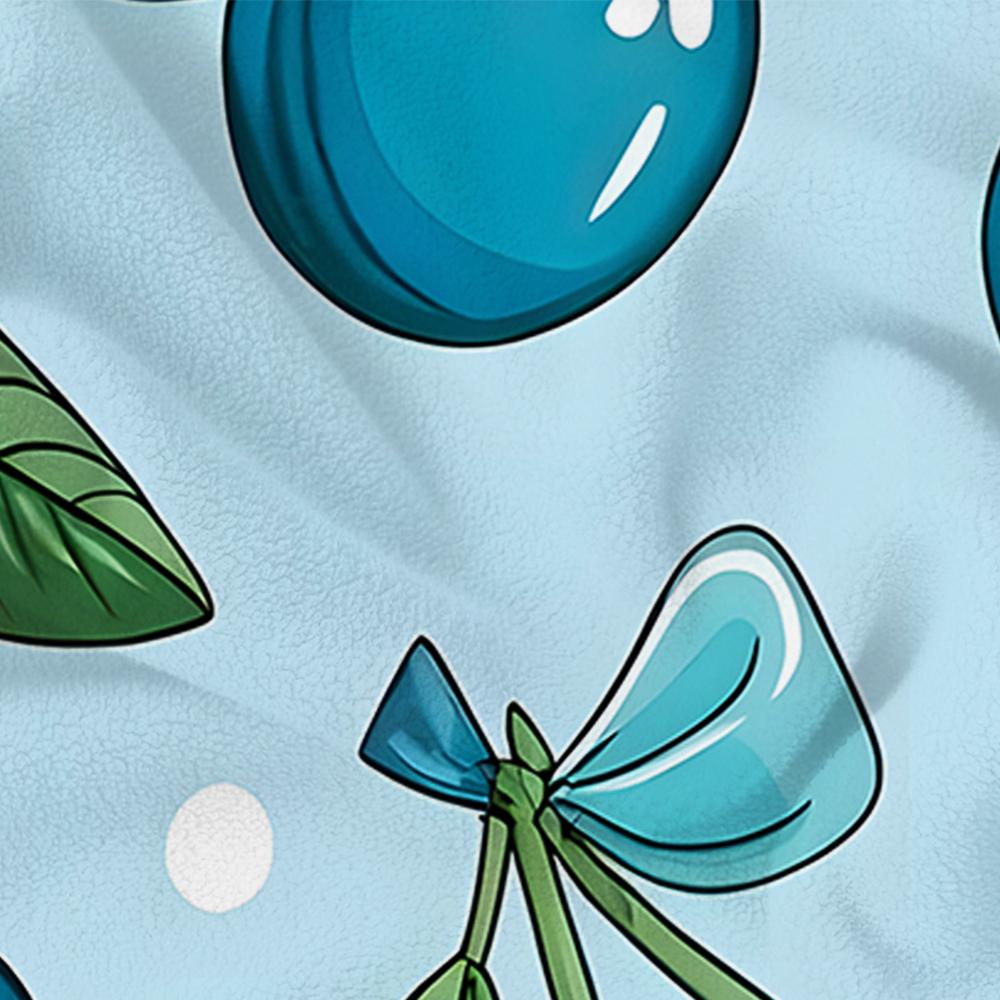 Light Blue Gingham Cherry Anime Cartoon Flannel Blanket Soft Warm Throw for Bedroom Sofa Car Kids Holiday Gift