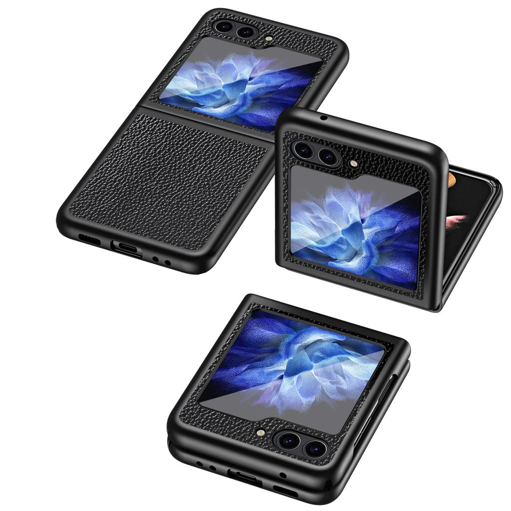 For Samsung Galaxy Z Flip6 5G/Z Flip5 5G Case PU Leather+Hard PC Anti-Drop Phone Cover