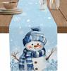 Christmas Blue Snowman Table Runners Dresser Scarves Table Decor Snowflake Dining Table Runners Christmas Decorations