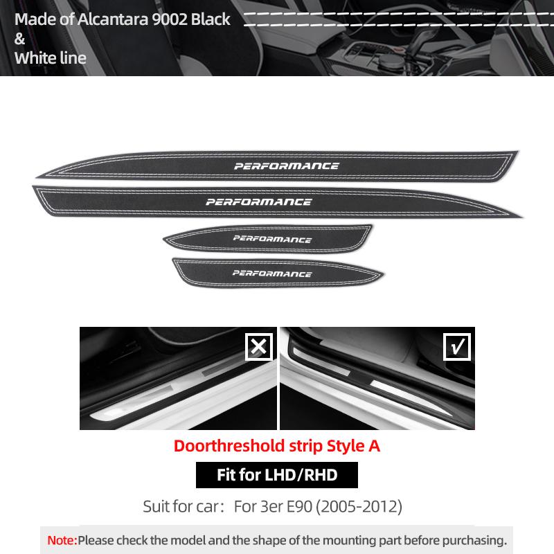 For BMW E90 2005-2012 Made of Alcantara Door Sill Trims Strip Threshold Protect Sticker Car Interior Tuning Decor Accessories