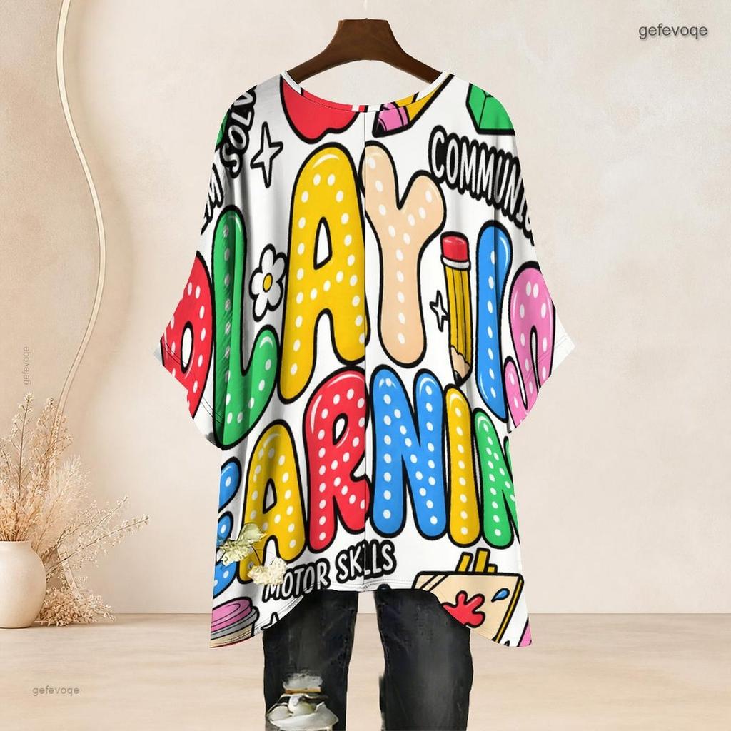 Plus Size Women Round Neck Batwing Sleeve Top Bald Eagle Patriotic Print Loose Irregular Casual Blouse