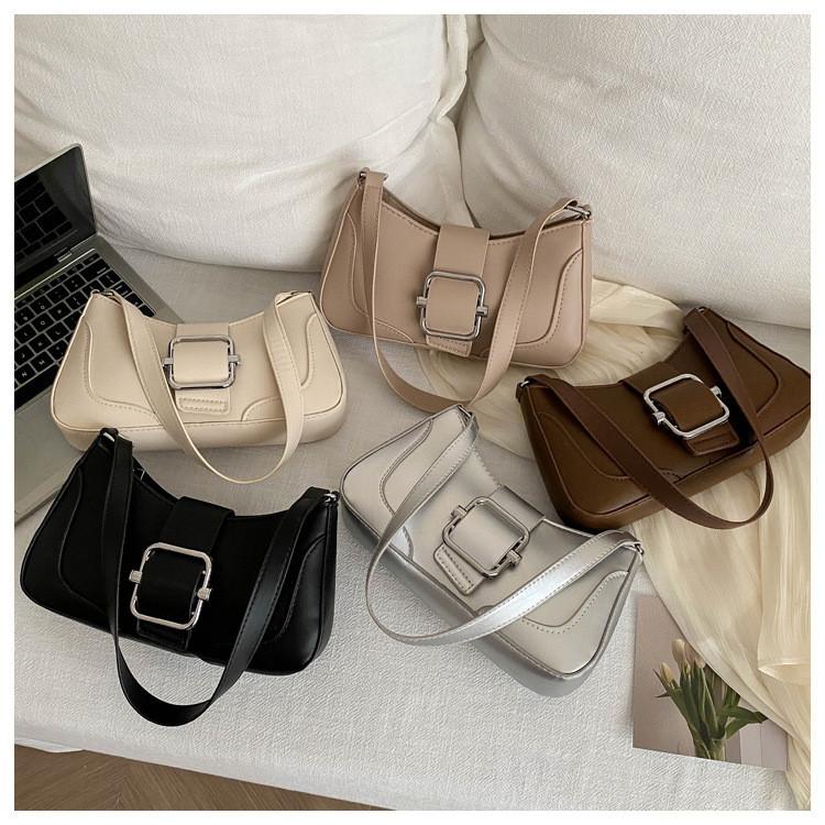 Elegant Spring Shoulder Bag For Women Trendy Pu Crossbody Bag With Exquisite Sewing Urban Fashion