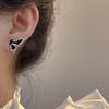 Asymmetrical Black Butterfly Stud Earrings - S925 Sterling Silver, High-Grade Design, Cool Style Jewelry.