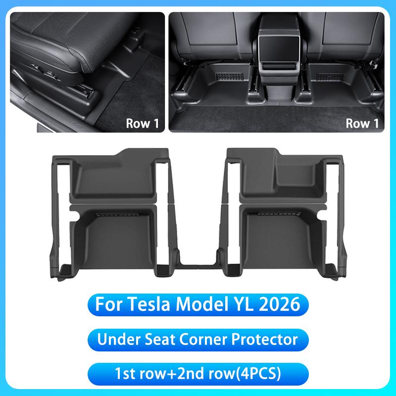 For Tesla Model Y/YL Juniper 2026+ TPE Under Seat Corner Guard Seat Slide Rails Protector Cover Anti-Kick Interior Accessories