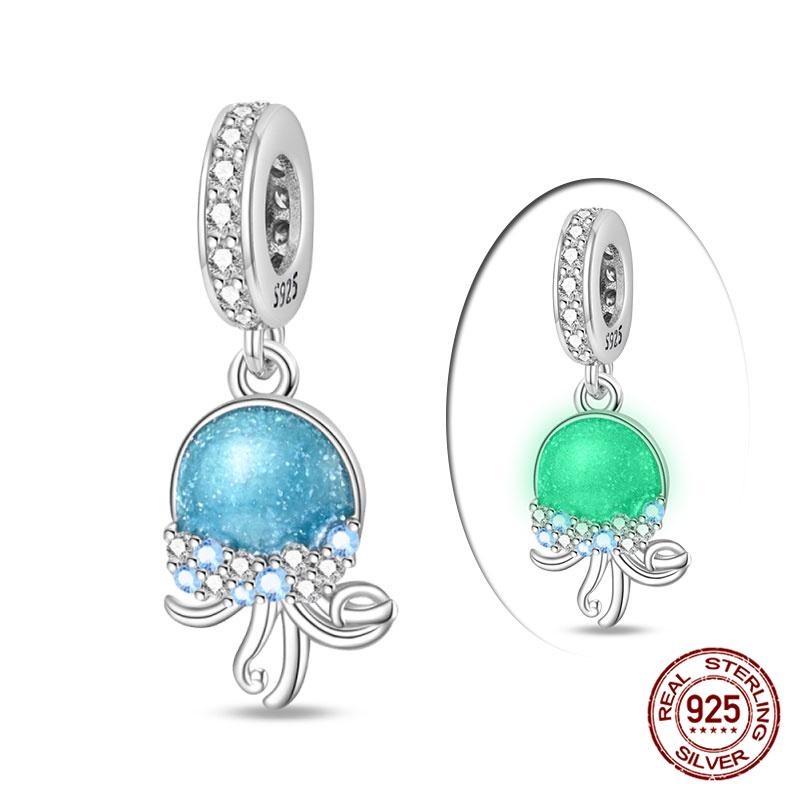 Authentic 100 copper Shell Luminous Bead Charms Crab Octopus Charm Bead Charms Compatible With Authentic Bracelets Do It Yourself Jewellery Making Wo