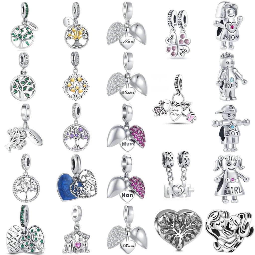 Dad Mom Family Tree Charm Fit Original Bracelet Shining Bead Diy Women Jewelry Giftcopper Trinket Jewelry Party Gift