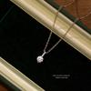 Real 999 Sterling Silver Necklace Korean Shiny Zircon Geometric Pendant for Women Wedding Party Fine S925 Jewelry