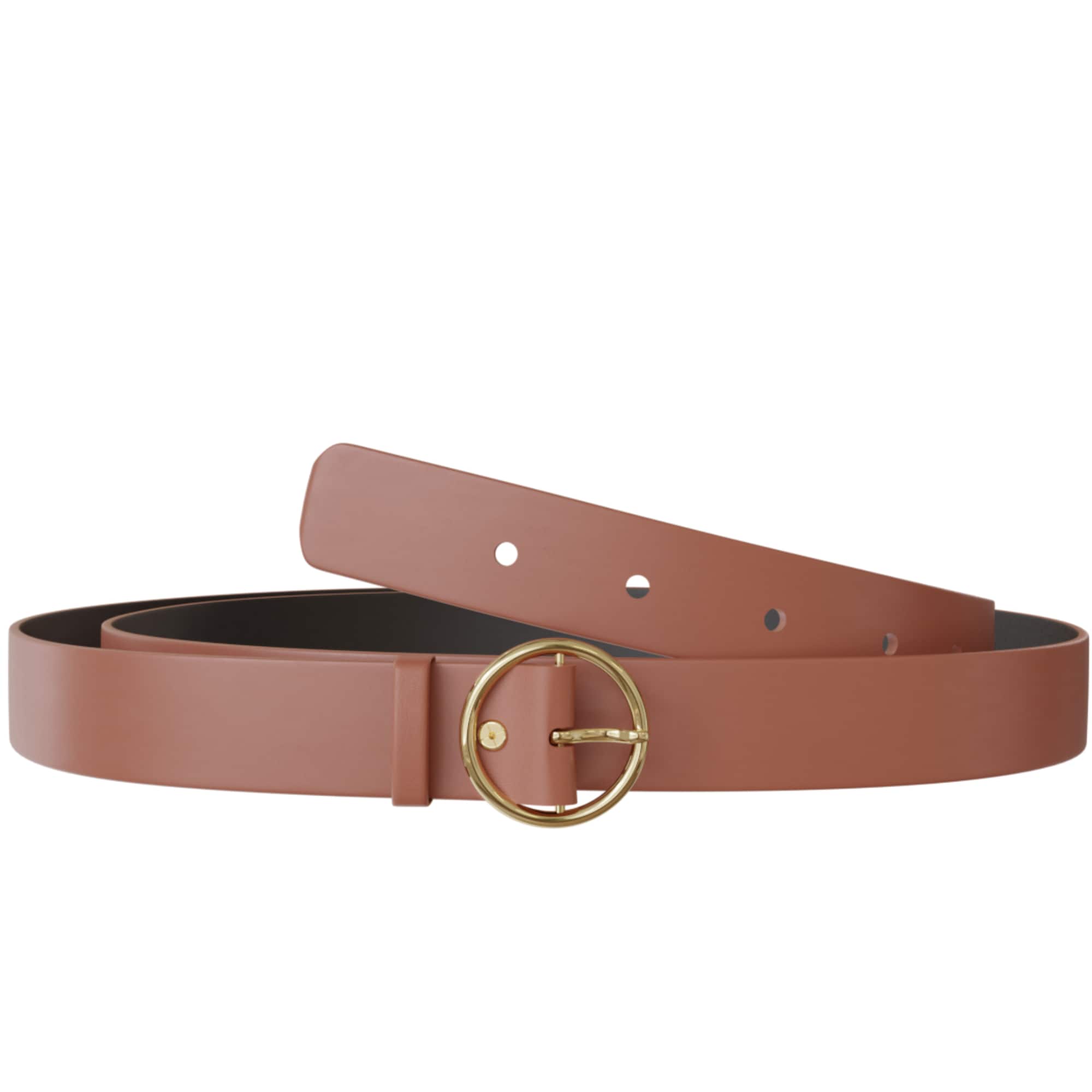 

Жіночий шкіряний ремінь із золотистою пряжкою 30645 120 cm коричневий