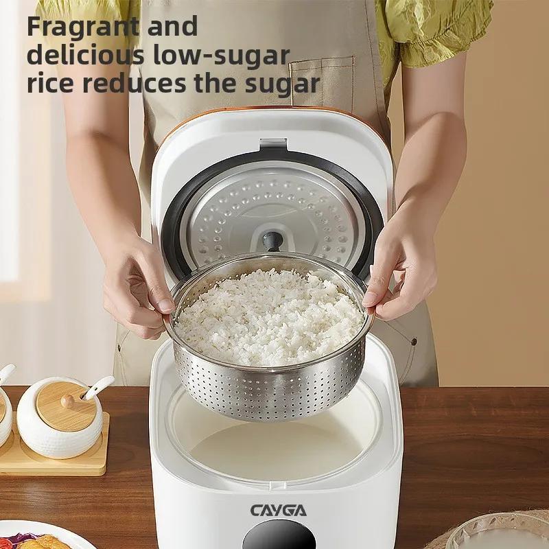 EU 3L rice soup separation rice cooker, healthy and low-sugar, equipped with inner pot + steaming basket, suitable for home use