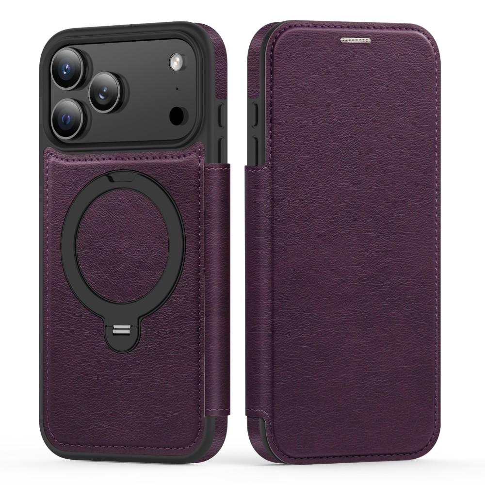 Magnetic Close Leather Flip Cover Case for iPhone 17 Pro Max Air 16 15 14 13 12 11 Wireless Charging 360-degree Rotating Bracket
