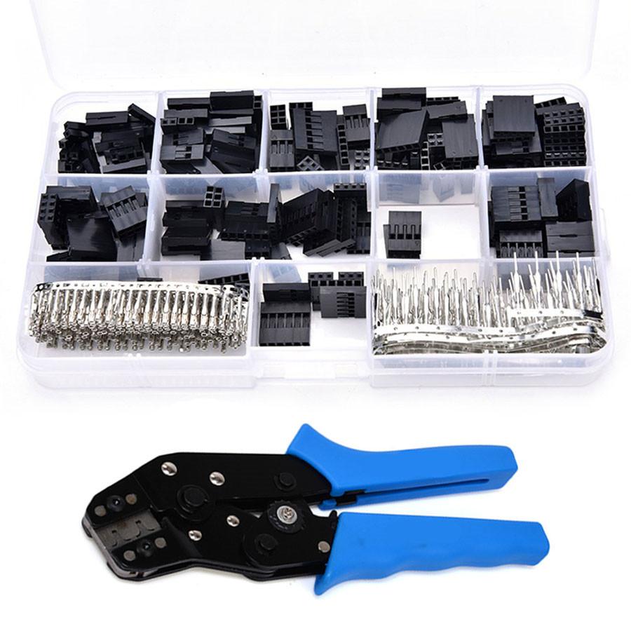 SN01B Terminal Crimping Plier Tool + 620pcs/set Connector 2.54mm Male Female Jumper Header Housing Cable Wire Terminal Connector Crimp Pins