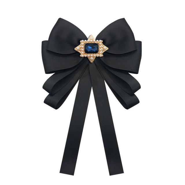 Spilla Fibbia Fiocco di Perle Tessuto Retrò Cravatta di Nastro Coreana Cravatta di Cristallo Accessori di Moda per Abbigliamento Donna