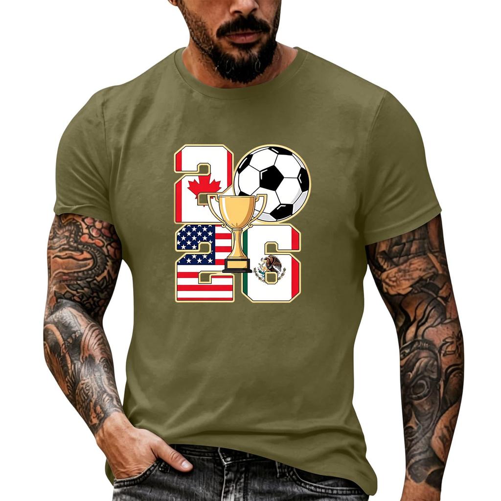 Men's Basic Crew Neck Short Sleeve T Shirt Loose Fit Casual Summer Top Soccer Themed Graphic Print Comfortable Fabric
