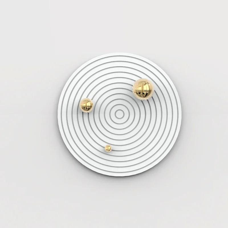 Round Plate Golden Ball Wall Hanging Living Room Bedroom Decoration 3D Three-dimensional Pendant Planet Track Porch